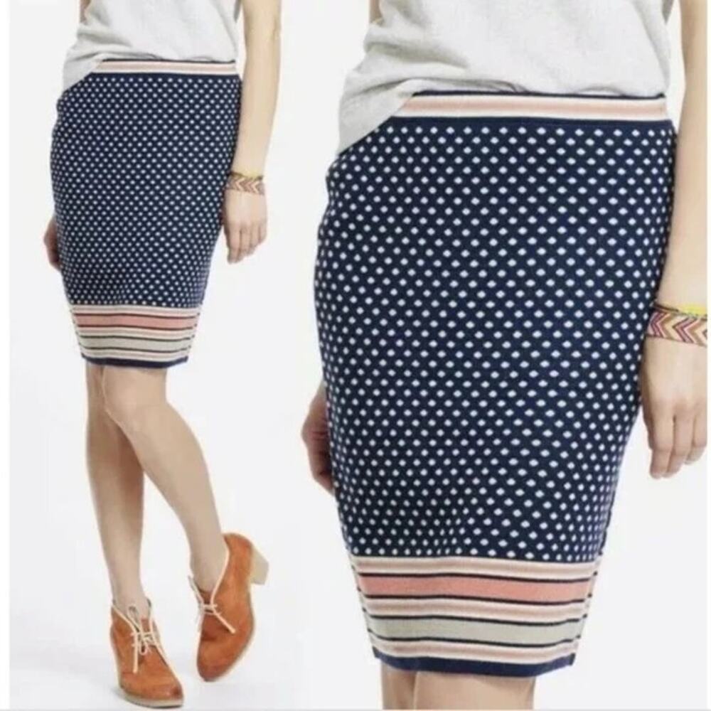 Anthropologie Merino Wool Sweater Skirt Polka Dot Pencil Work Women Small